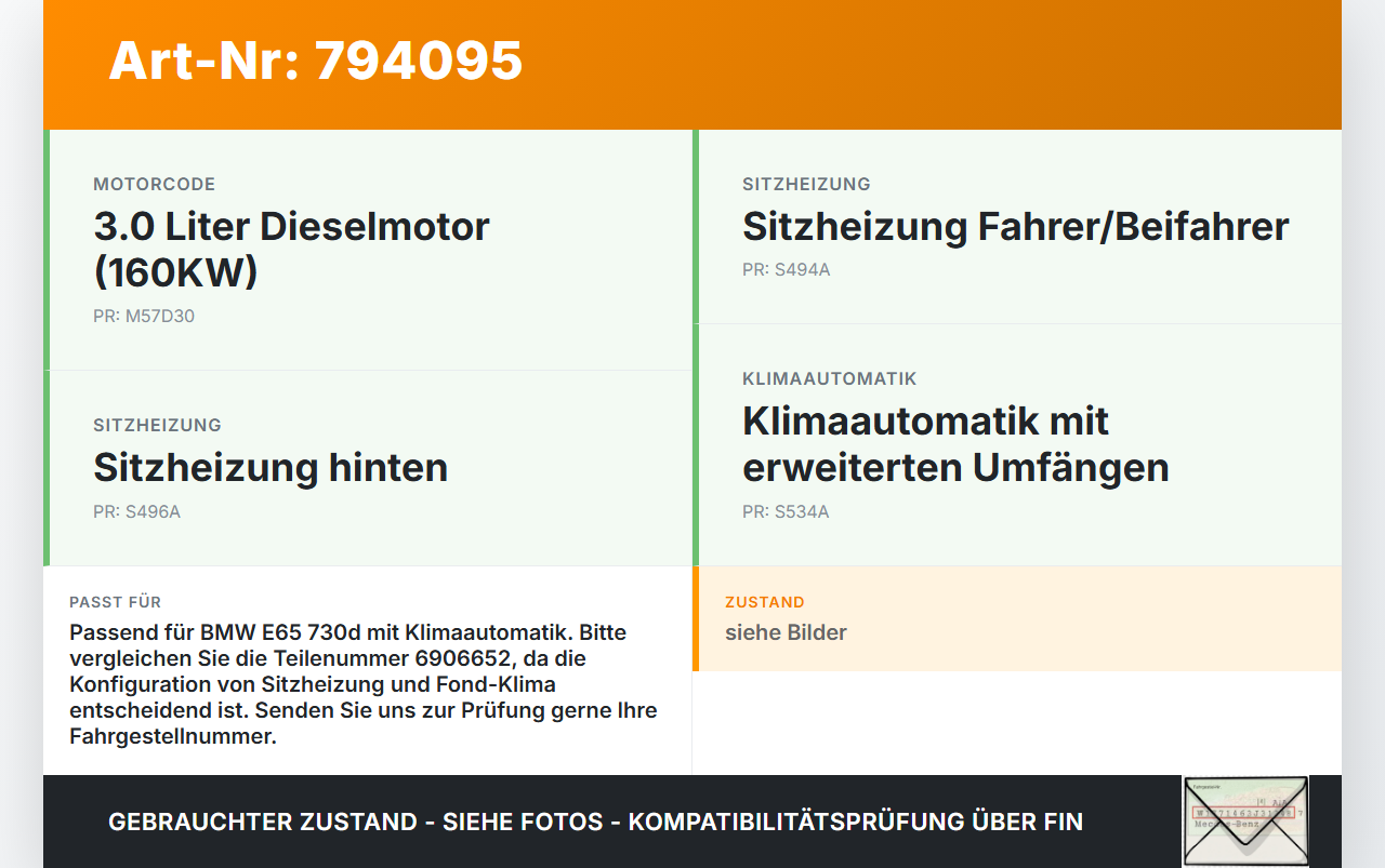 BMW 7er E65 730d 02-05 3,0D 160KW Wasserventil Ventil Heizung BMW 7er E65 730d 02-05 20.01.2004 6906652 6906652-03... Vorschau 3