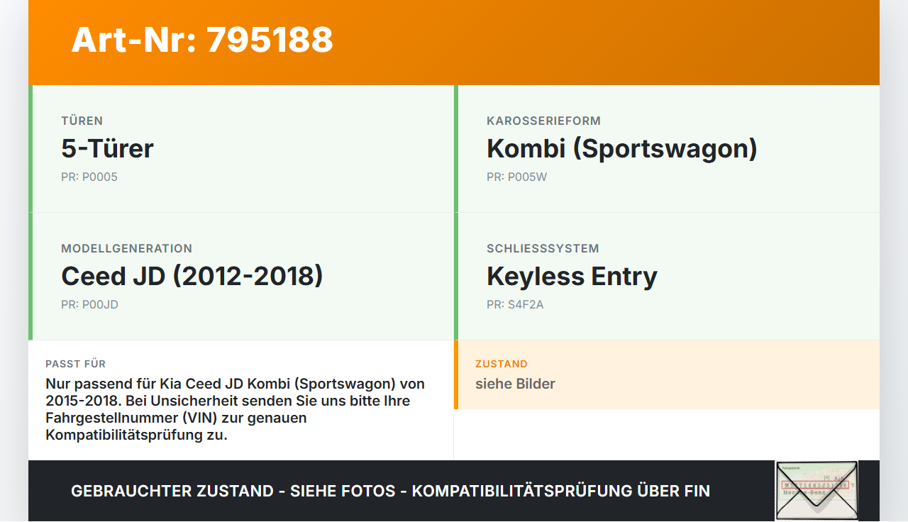 Kia Ceed JD 15-18 Kombi Dichtung Rahmen für Heckklappe Kofferraum Kia Ceed JD 15-18 24.05.2016 gebraucht Vorschau 3