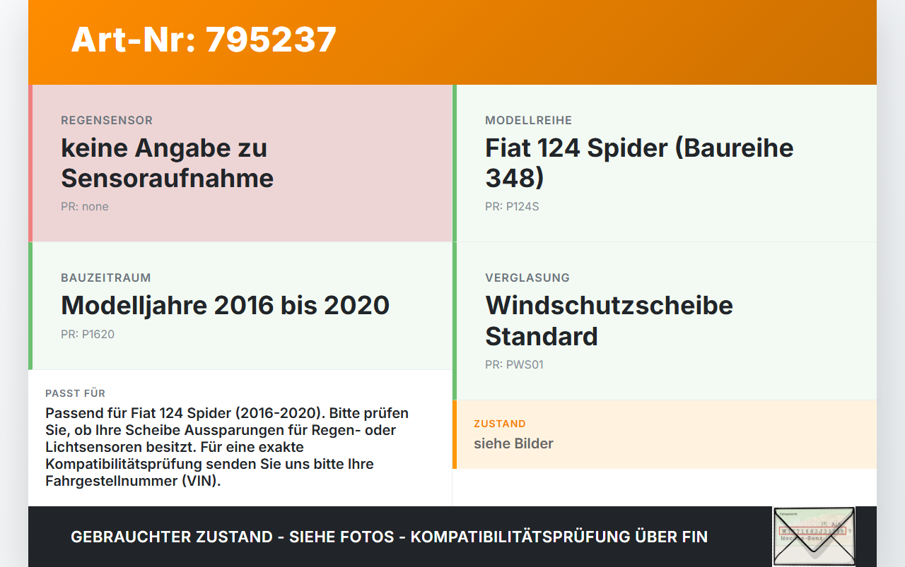 Fiat Spider 124 16-20 WS Dichtung für Windschutzscheibe Frontscheibe Fiat Spider 124 16-20 06.10.2016 gebraucht Vorschau 3
