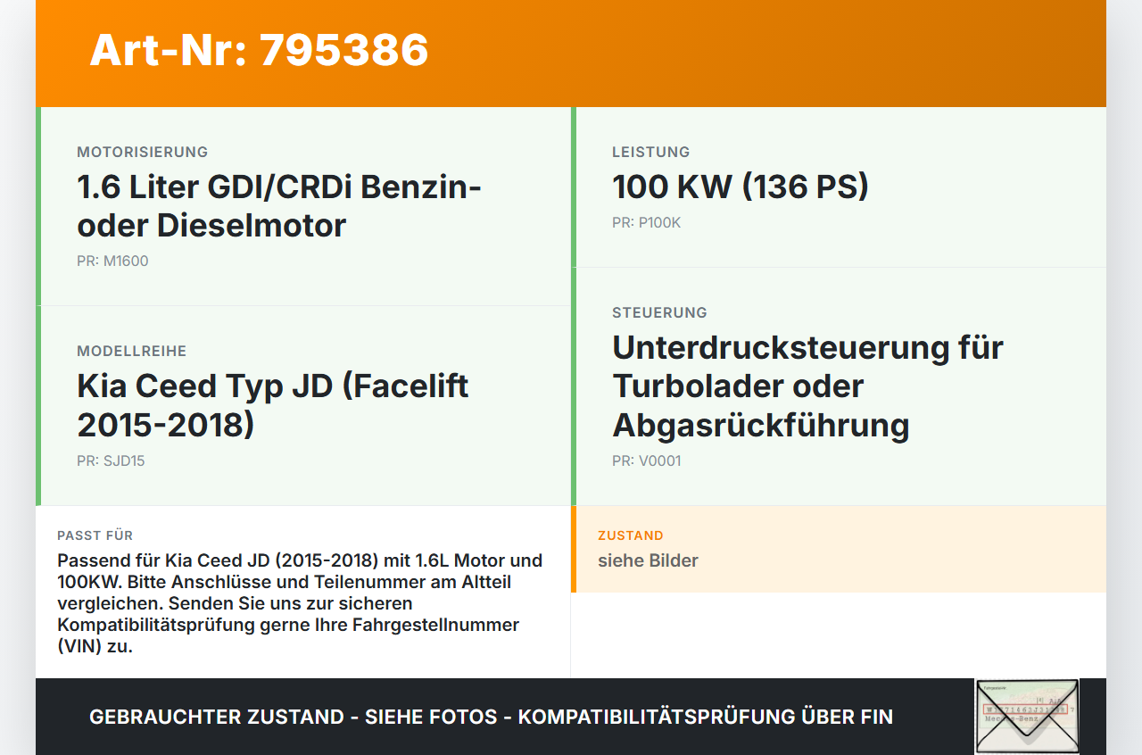 Kia Ceed JD 15-18 1,6 100KW Magnetventil Kia Ceed JD 15-18 24.05.2016 gebraucht Vorschau 3