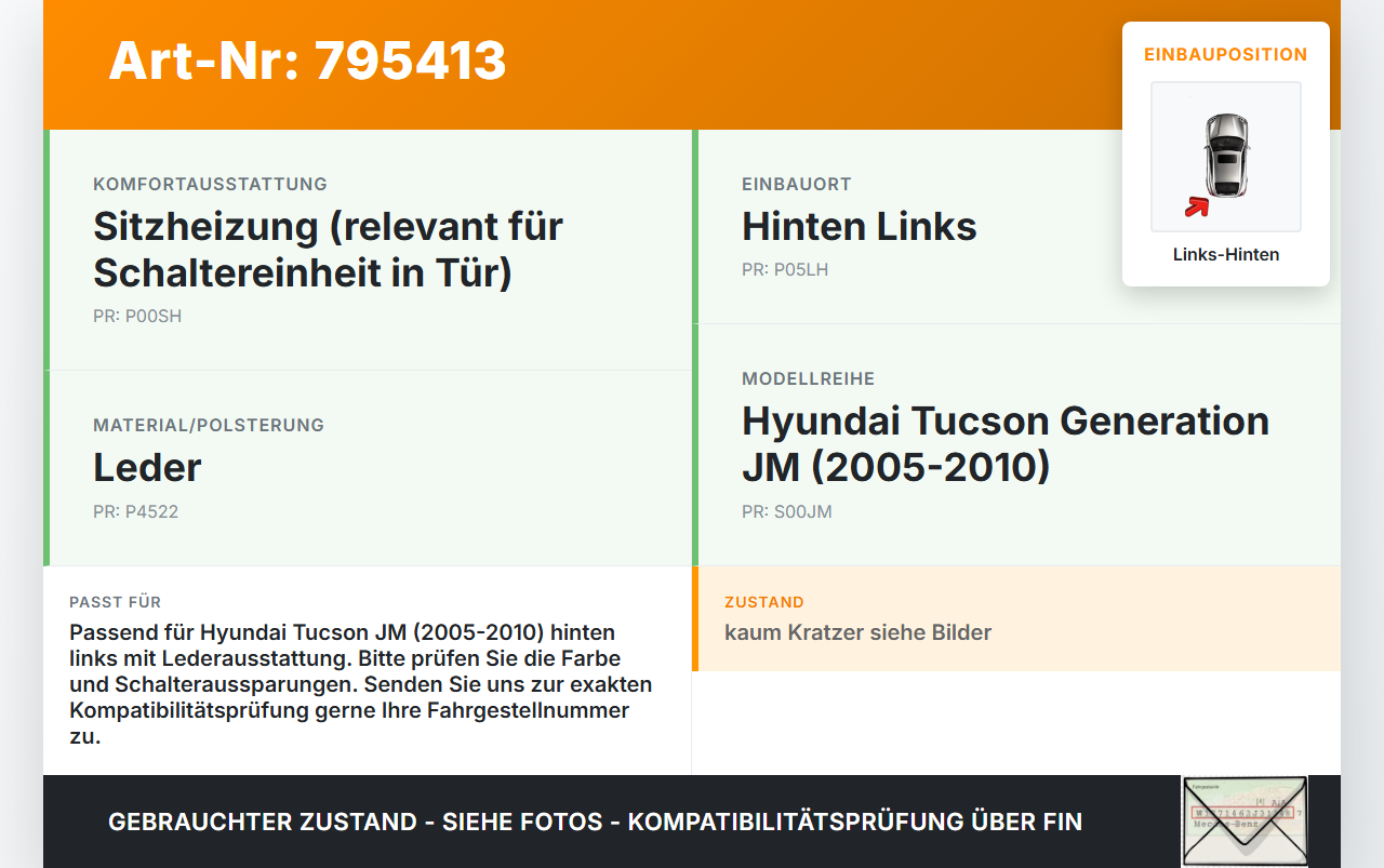 Hyundai Tucson JM 05-10 Türverkleidung Türpappe Links Hinten Hyundai Tucson JM 05-10 29.10.2007 gebraucht Vorschau 3