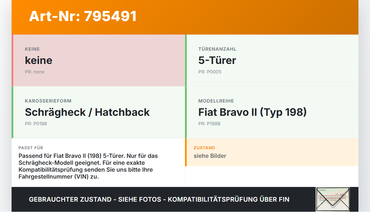 Fiat Bravo II 198 07-14 5T Dichtung Rahmen für Heckklappe Kofferraum Fiat Bravo II 198 07-14 18.02.2008 gebraucht Vorschau 3