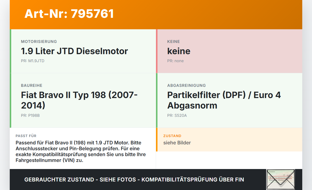 Fiat Bravo II 198 07-14 JTD 1,9d 88KW Sensor Abgastemperatursensor Abgassonde Fiat Bravo II 198 07-14 18.02.2008... Vorschau 3