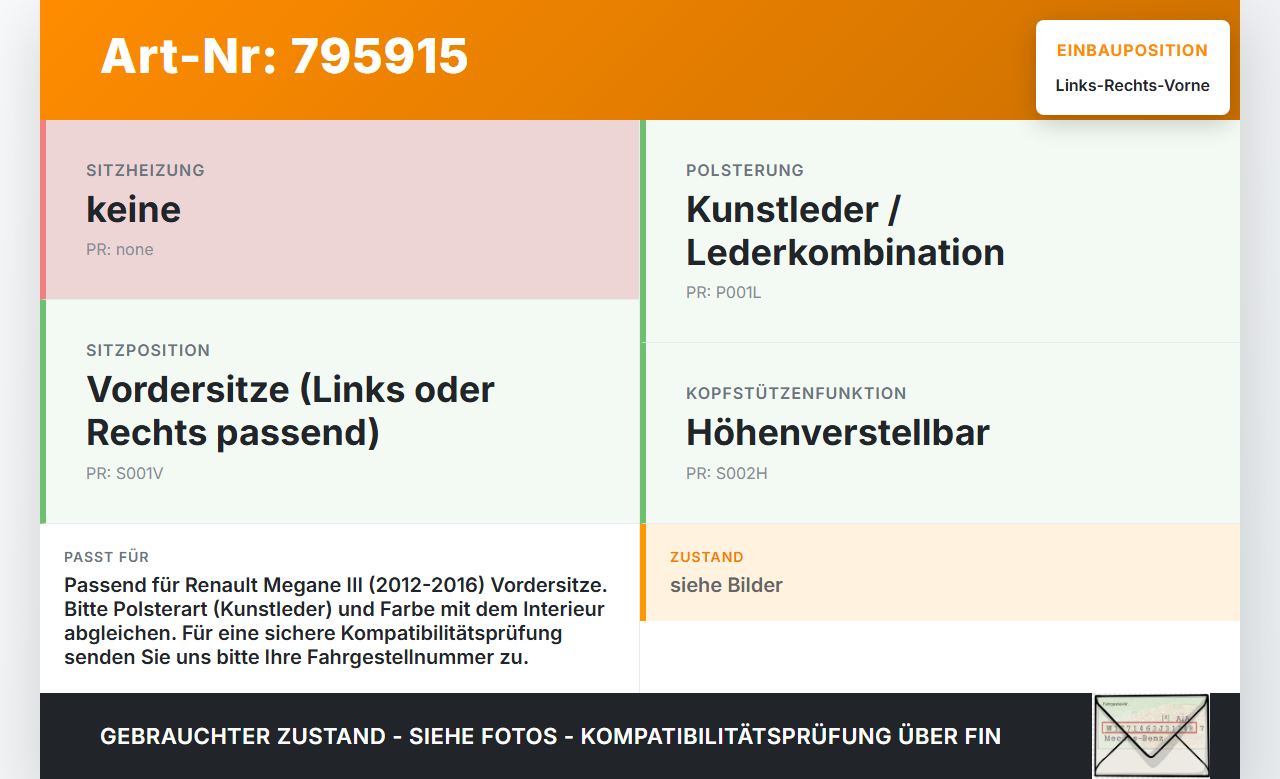 Renault Megane III 12-16 Kombi Kopfstütze für Beifahrer Sitz Rechts oder Links Vorne Renault Megane III 12-16... Vorschau 3