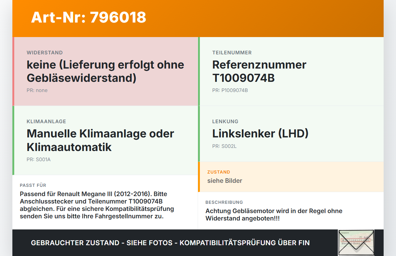 Renault Megane III 12-16 Gebläsemotor Lüftermotor Heizungsgebläse Renault Megane III 12-16 01.01.2015 T1009074B... Vorschau 3