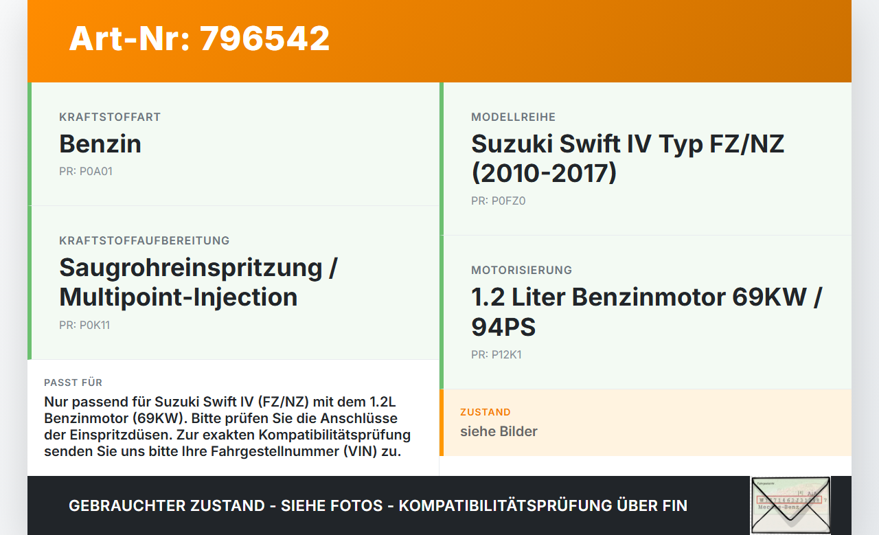 Suzuki Swift IV FZ 13-17 1,2 69KW Einspritzleiste Düsenstock für Einspritzanlage Suzuki Swift IV FZ 13-17... Vorschau 3