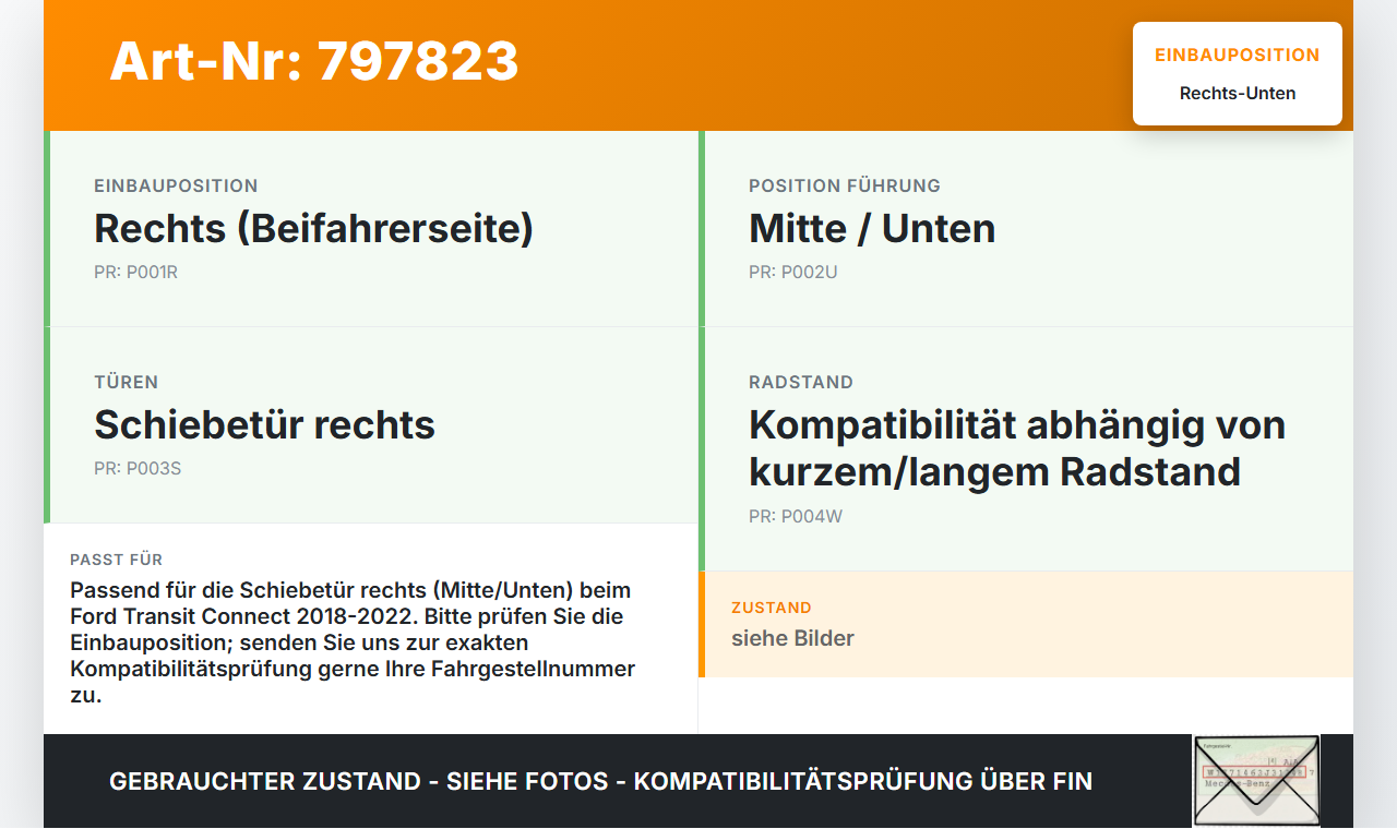 Ford Transit Connect 18-22 Führungsrolle für Schiebetür Mitte Rechts Unten Ford Transit Connect 18-22 15.04.2019... Vorschau 3