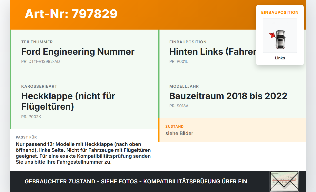 Ford Transit Connect 18-22 Scharniere Scharnier für Heckklappe Links Ford Transit Connect 18-22 15.04.2019... Vorschau 3