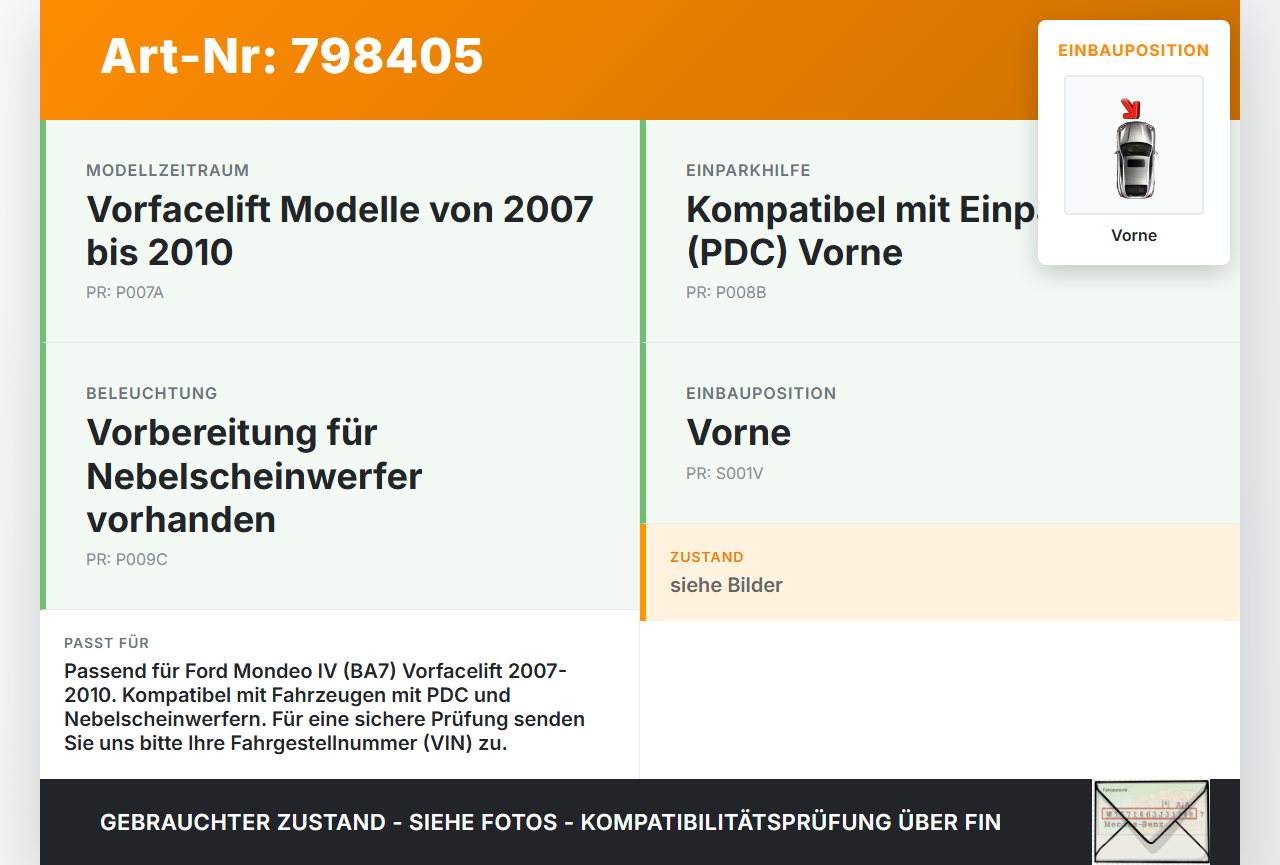 Ford Mondeo IV BA7 07-10 Stoßstangenträger Stoßfängerträger Querträger Vorne Ford Mondeo IV BA7 07-10 07.11.2007... Vorschau 3