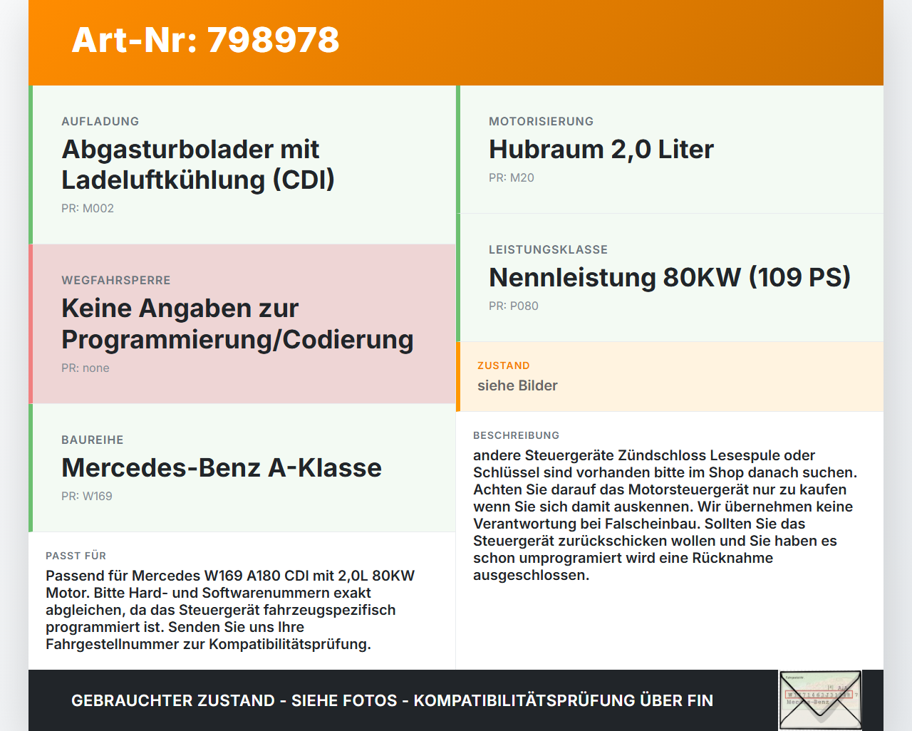 Mercedes W169 A180 04-08 CDI 2,0 80KW Steuergerät ECU für Motor Motorsteuergerät Mercedes W169 A180 04-08... Vorschau 3