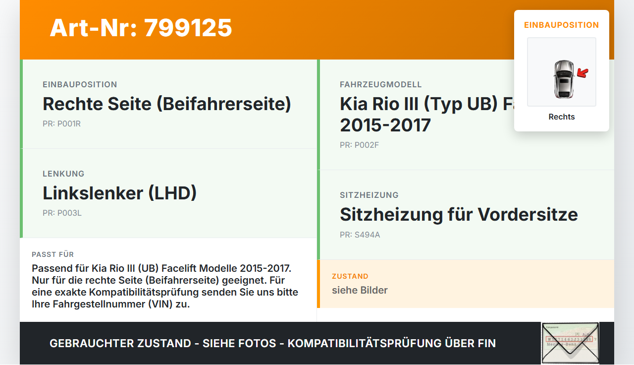 Kia Rio III UB 15-17 Luftdusche Luftdüse Rechts Kia Rio III UB 15-17 21.05.2015 gebraucht Vorschau 3