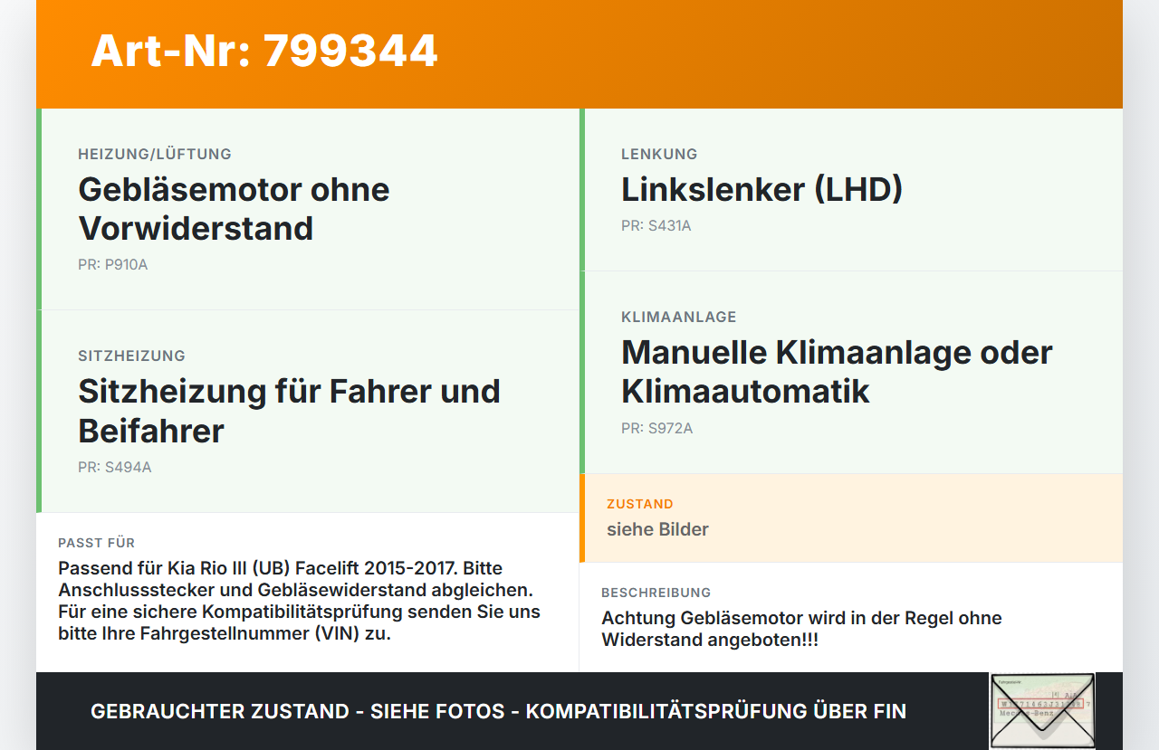 Kia Rio III UB 15-17 Gebläsemotor Lüftermotor Heizungsgebläse Kia Rio III UB 15-17 21.05.2015 B30883-0440... Vorschau 3