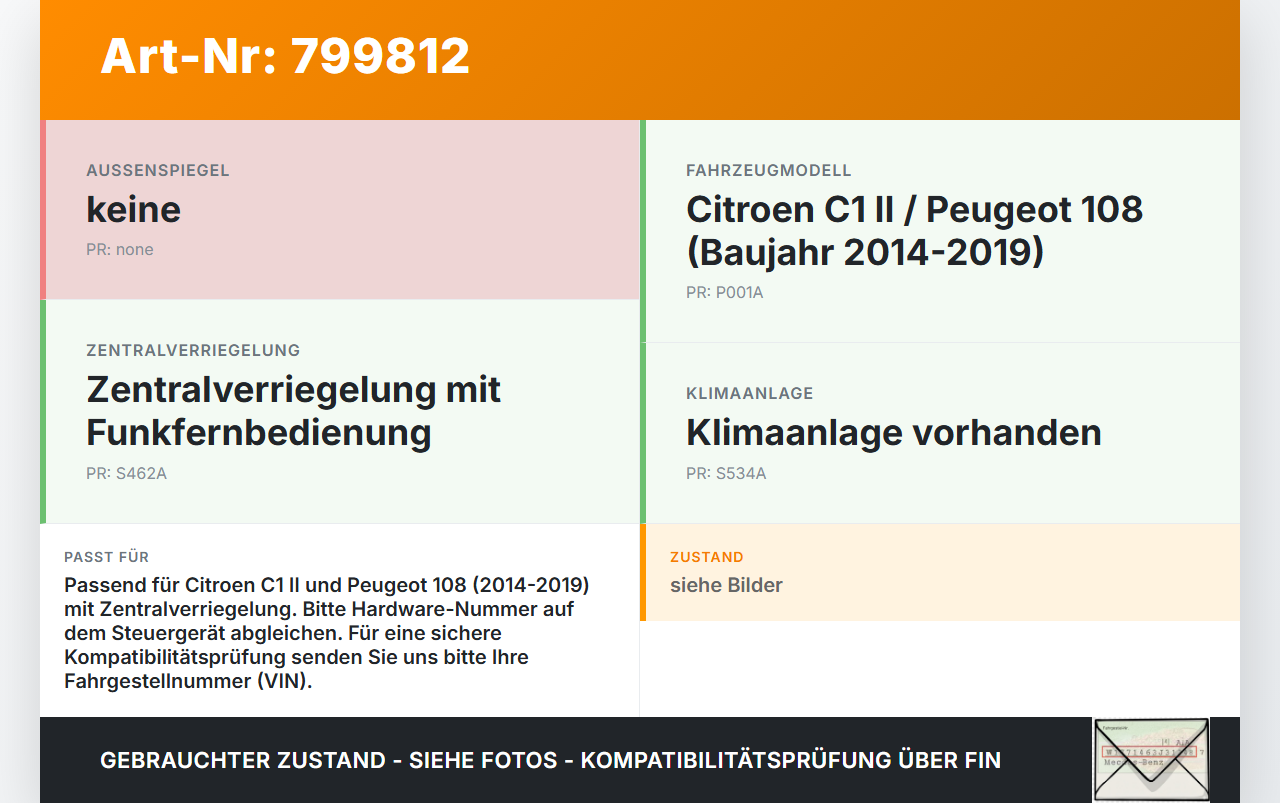 Citroen C1 II 108 14-19 Steuergerät ECU Modul ZV Zentralverriegelung SG Citroen C1 II 108 14-19 01.02.2017... Vorschau 3