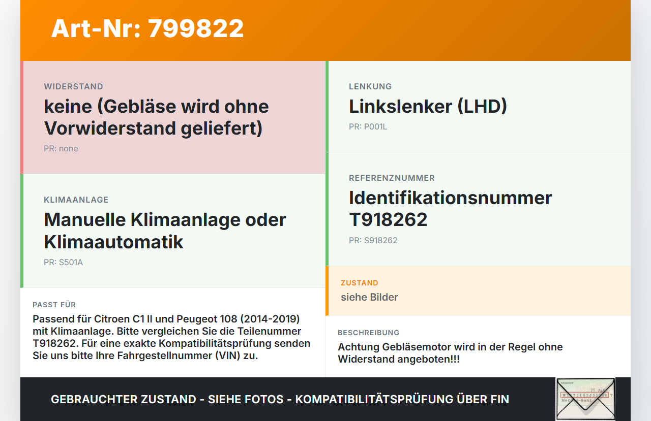 Citroen C1 II 108 14-19 Gebläsemotor Lüftermotor Heizungsgebläse Citroen C1 II 108 14-19 01.02.2017 T918262... Vorschau 3