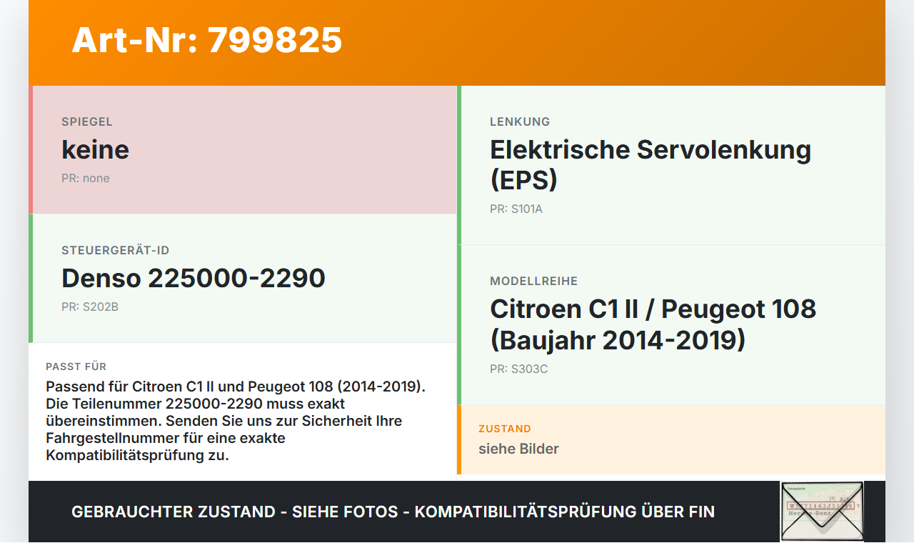 Citroen C1 II 108 14-19 Steuergerät ECU Modul für Elektr. Lenkhilfe Citroen C1 II 108 14-19 01.02.2017 89650-0H150... Vorschau 3