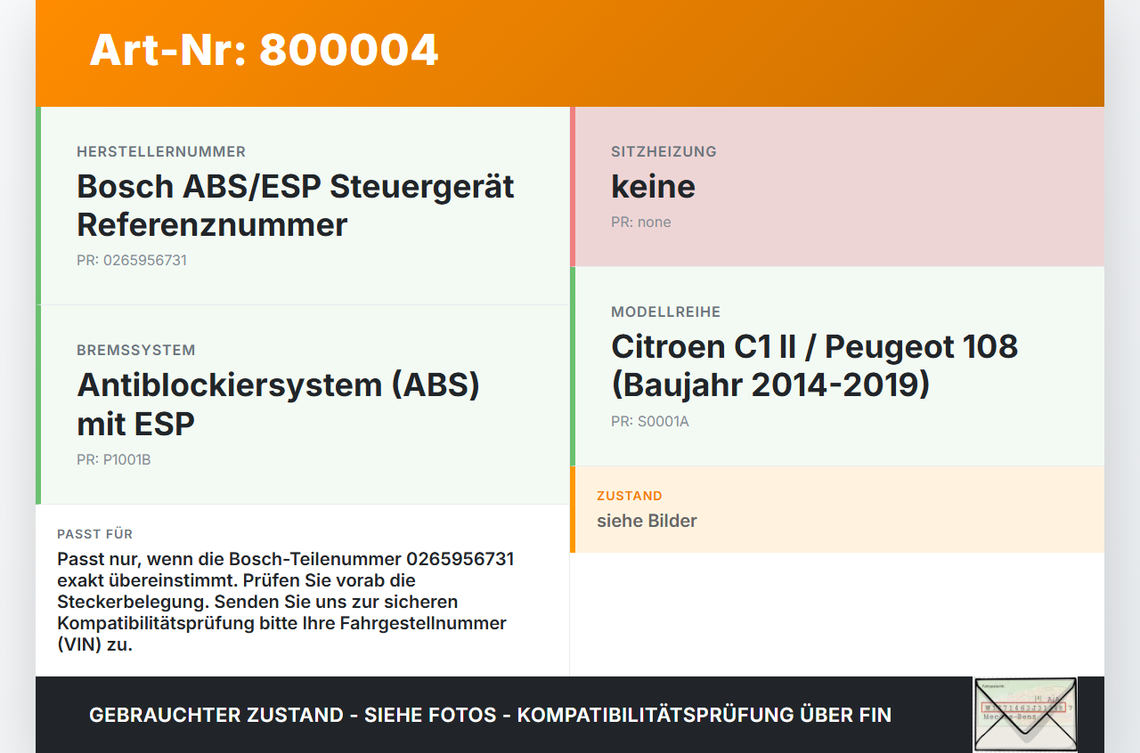Citroen C1 II 108 14-19 ABS Steuergerät Aggregat Hydraulikblock Citroen C1 II 108 14-19 01.02.2017 0265956731... Vorschau 3