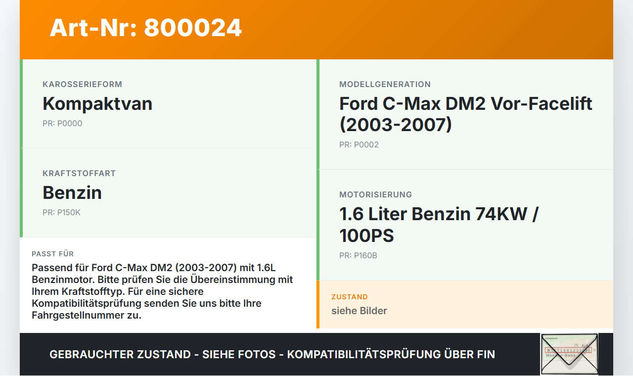 Ford C-Max DM2 03-07 1,6 74KW Tankstutzen Einfüllstutzen für Kraftstoff Ford C-Max DM2 03-07 02.02.2004 gebraucht Vorschau 3