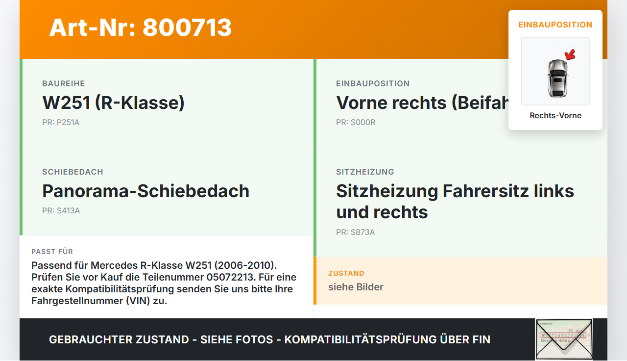 Mercedes R320 W251 06-10 Steuergerät ECU Modul Türmodul Rechts Vorne Mercedes R320 W251 06-10 04.07.2006... Vorschau 3