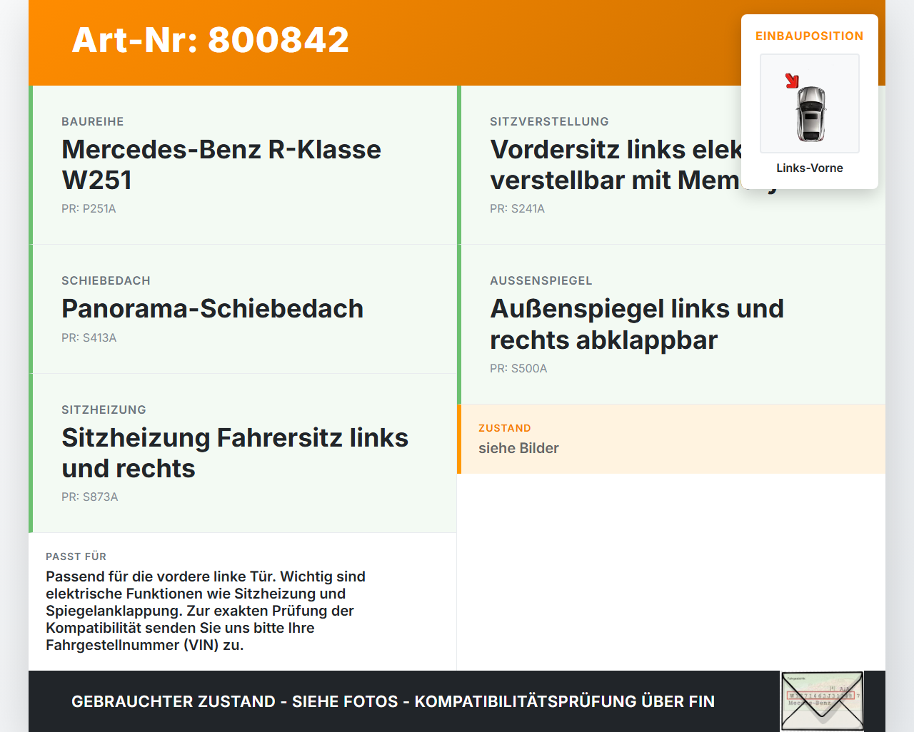 Mercedes R320 W251 06-10 Steuergerät ECU Modul Türmodul Links Vorne Mercedes R320 W251 06-10 04.07.2006 A1648207326... Vorschau 3