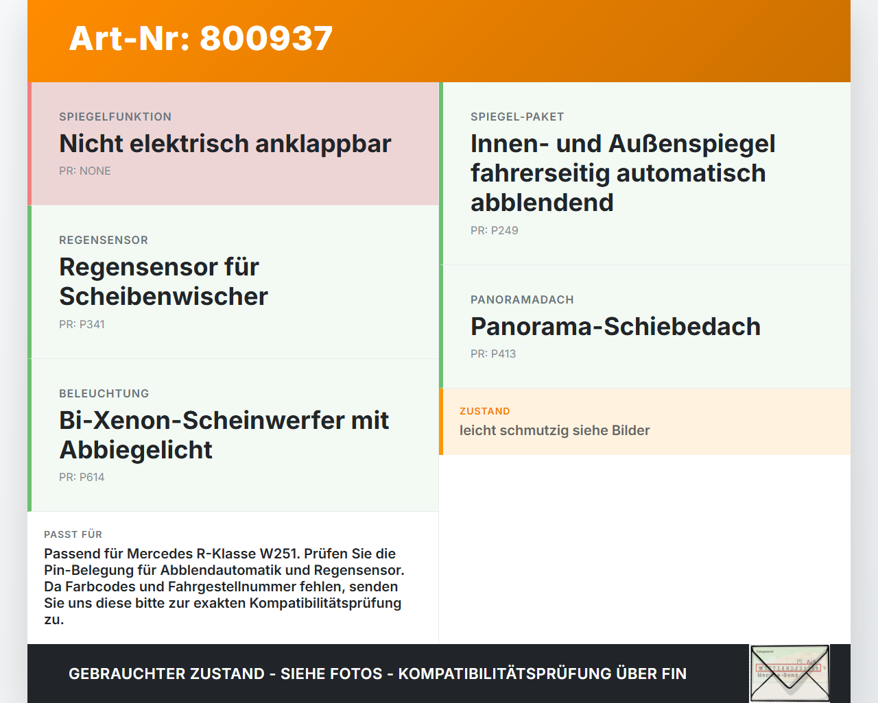 Mercedes R320 W251 06-10 Innenspiegel Rückspiegel Spiegel Innen Mercedes R320 W251 06-10 04.07.2006 gebraucht Vorschau 3