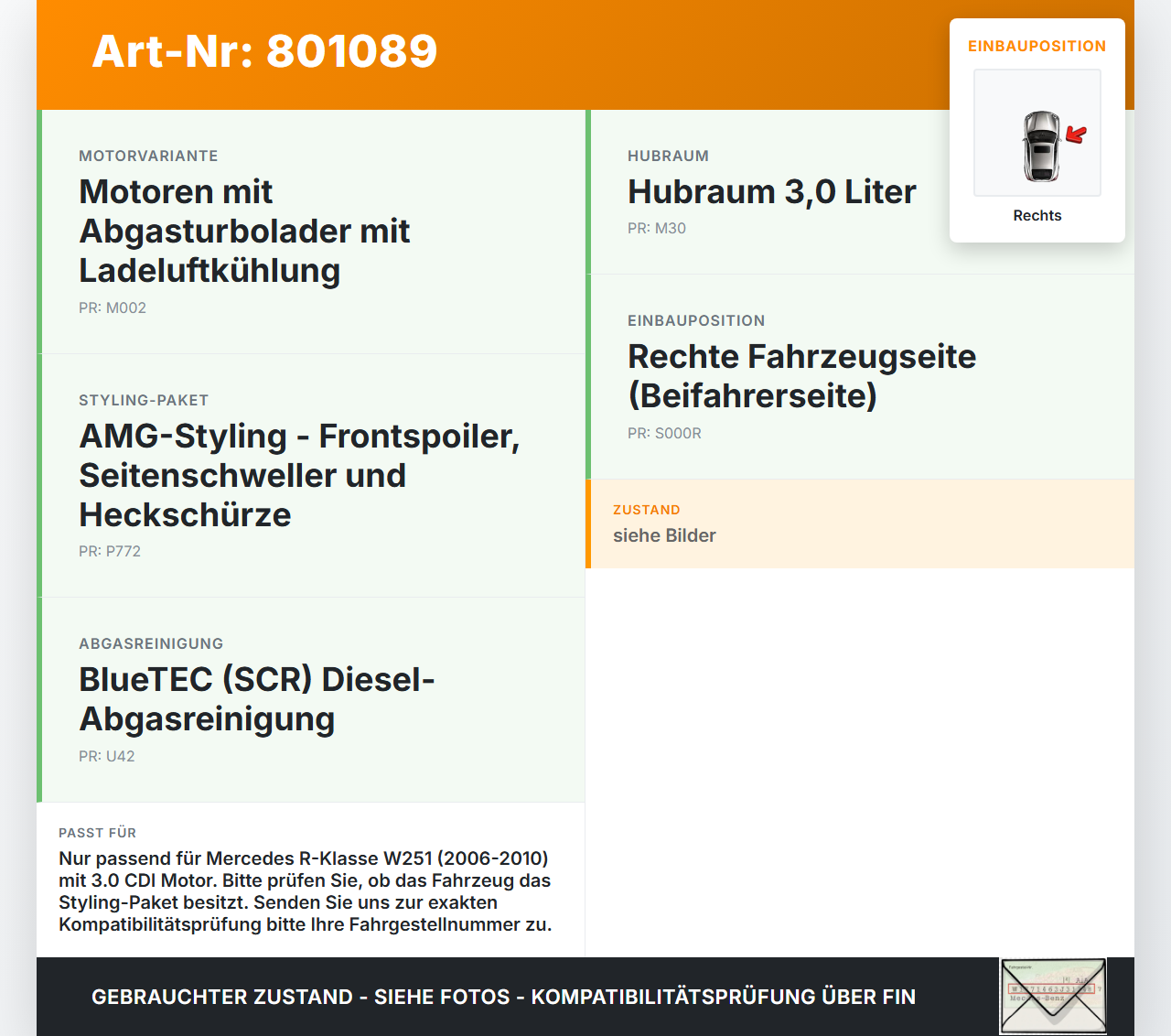Mercedes R320 W251 06-10 CDI 3,0 165KW Endkappe für Endrohr Auspuff Rechts Chrom Mercedes R320 W251 06-10... Vorschau 3