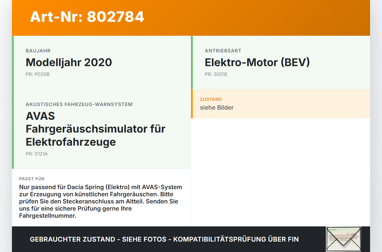 Dacia Spring BJ20 Lautsprecher Hanosonic Fahrgeräusch Simulatorlautsprecher Dacia Spring BJ20 01.02.2021 285N78283R... Vorschau 3