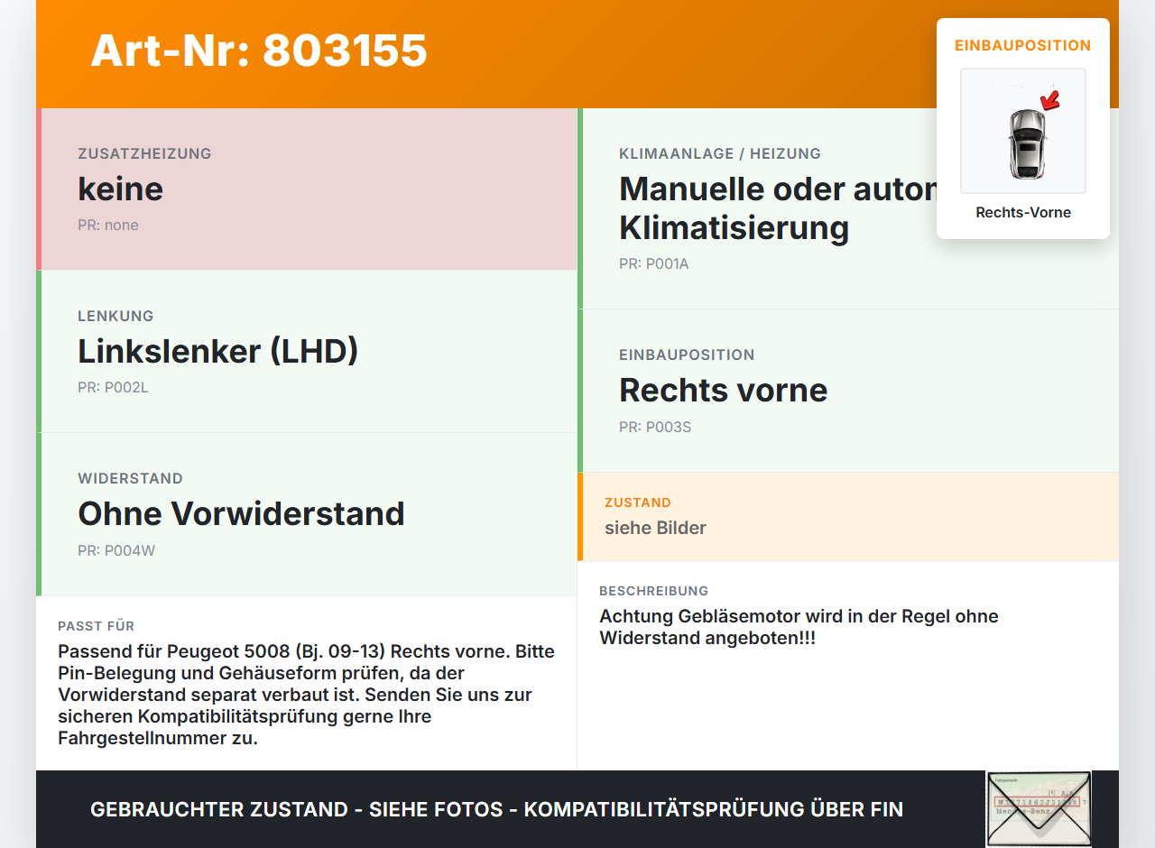 Peugeot 5008 09-13 Gebläsemotor Lüftermotor Heizungsgebläse Rechts Vorne Peugeot 5008 09-13 01.02.2010 9683444380... Vorschau 3