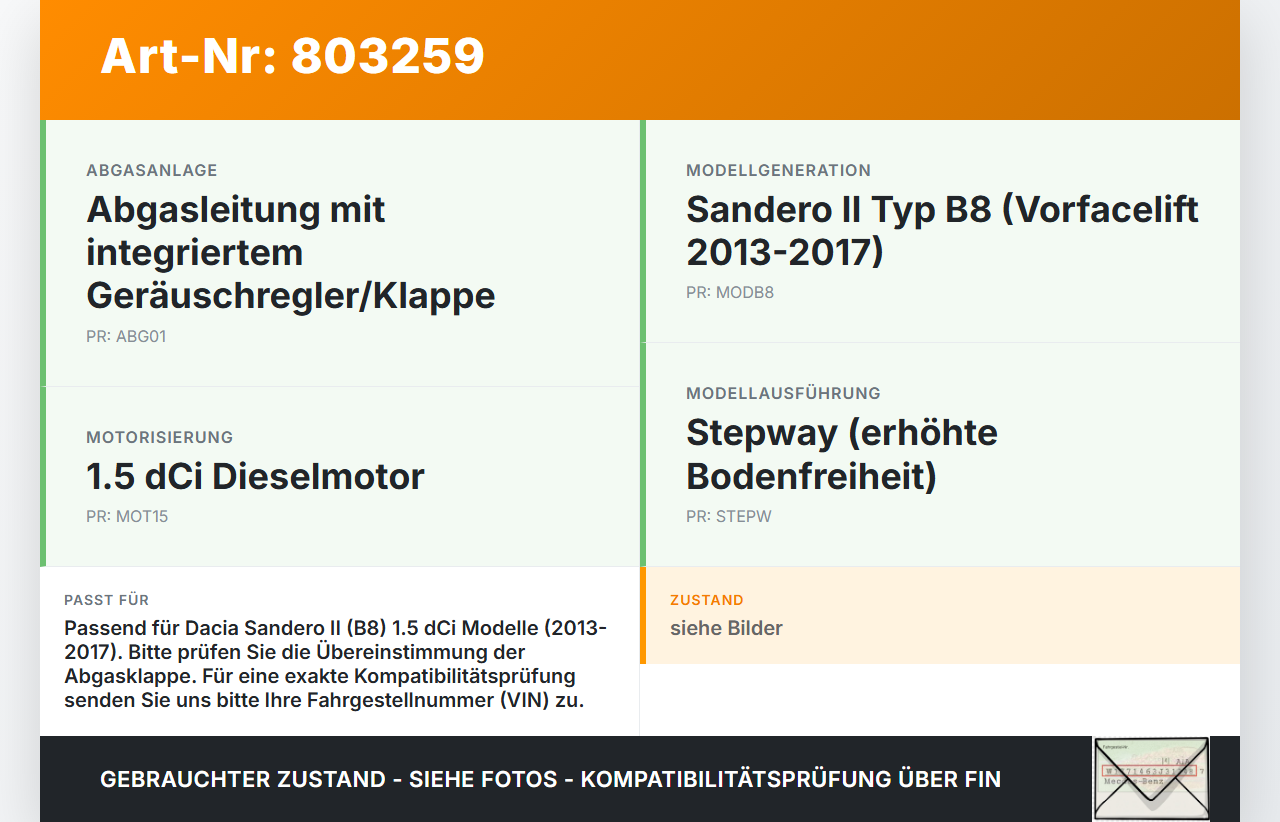 Dacia Sandero II 2 B8 13-17 dCi 1,5 66KW Abgasleitung mit Geräuschregler- Klappe Dacia Sandero II 2 B8 13-17... Vorschau 3