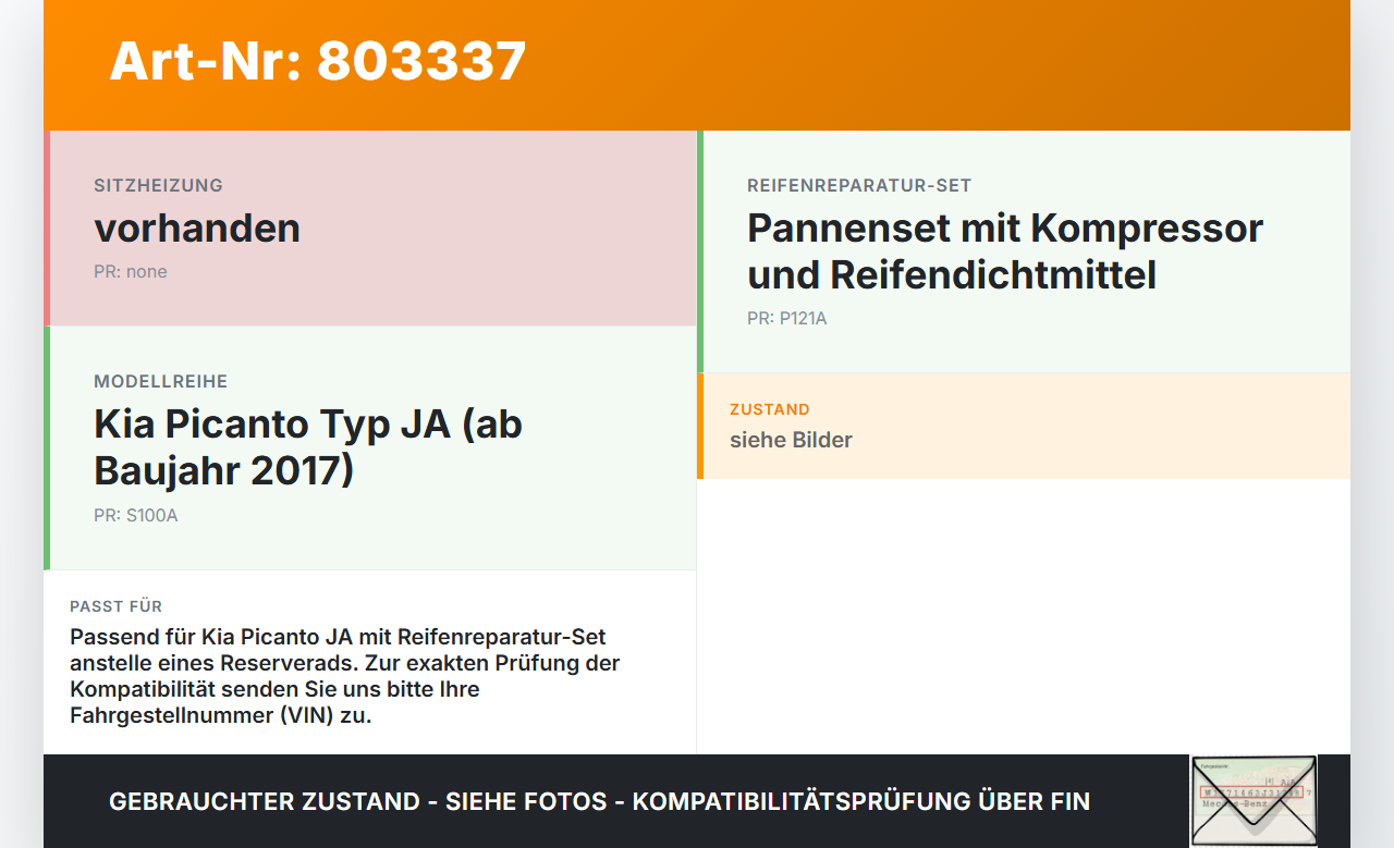 Kia Picanto JA 17-21 1,0 49KW Pannenkompressor Notfallkompressor Reifendruckkompressor Kia Picanto JA 17-21... Vorschau 3