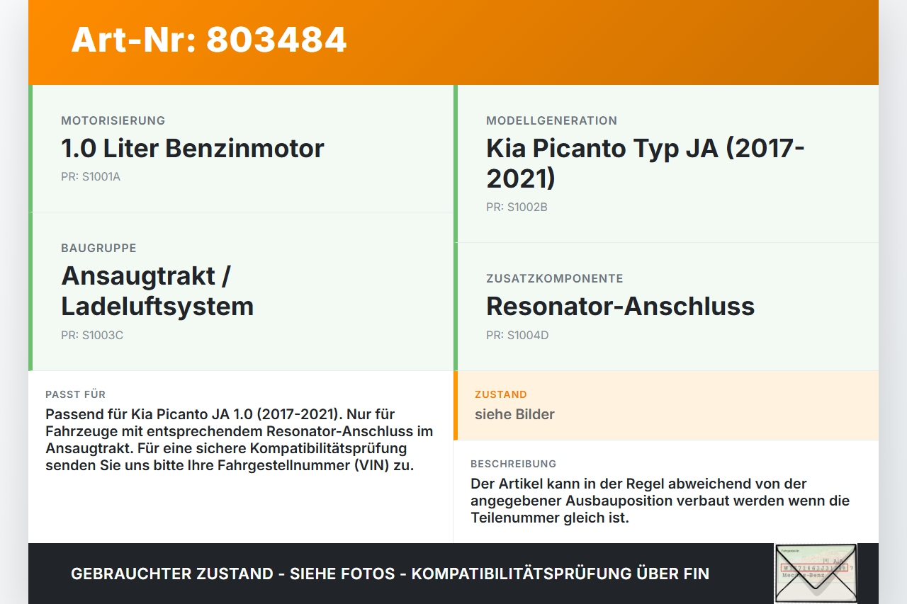 Kia Picanto JA 17-21 1,0 49KW Ansaugrohr Ladeluftschlauch Luftschlauch für Resonator Kia Picanto JA 17-21... Vorschau 3