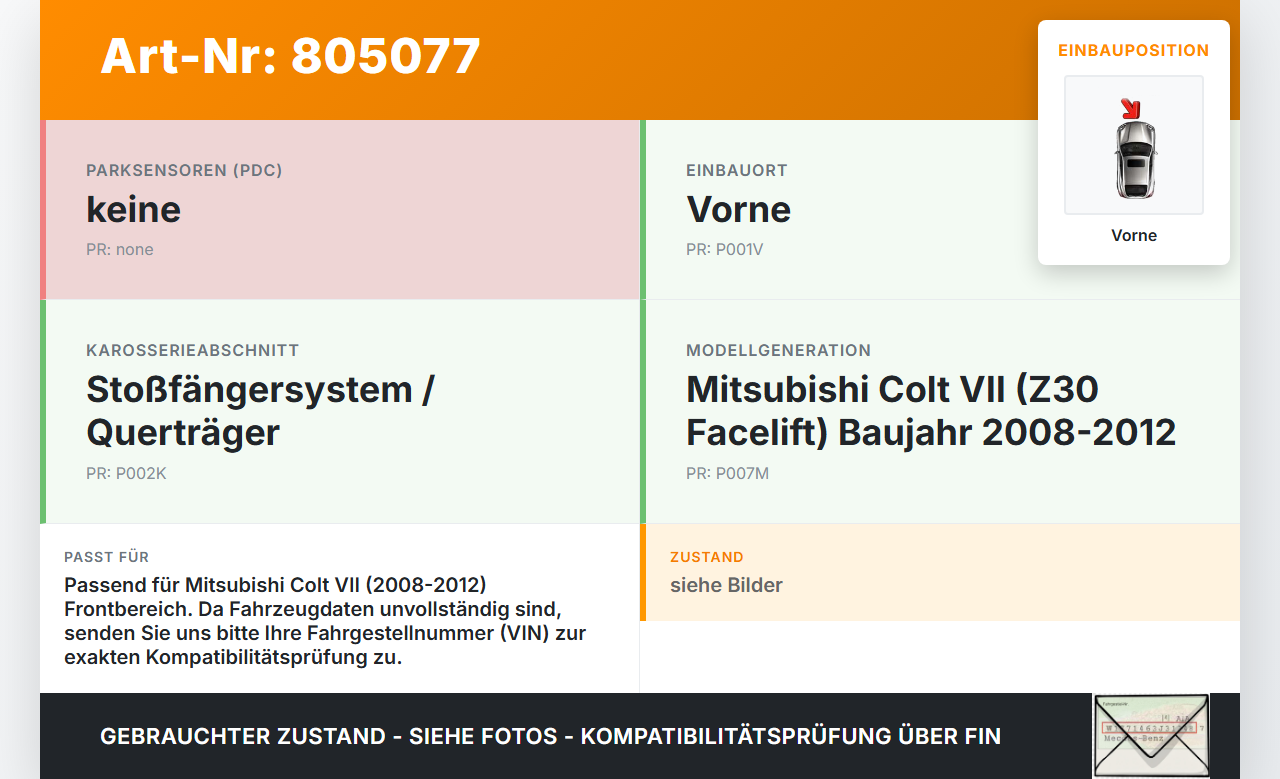 Mitsubishi Colt VII 08-16 Stoßstangenträger Stoßfängerträger Querträger Vorne Mitsubishi Colt VII 08-16 15.03.2009... Vorschau 3