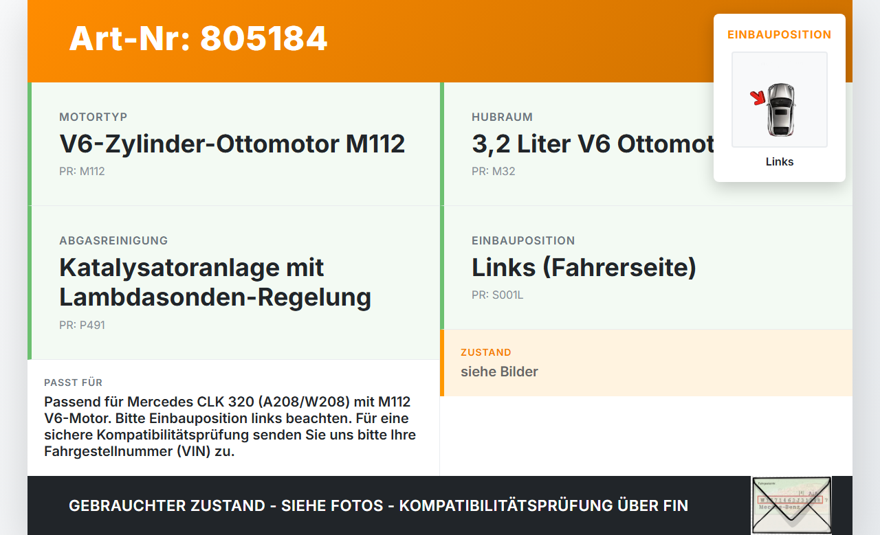 Mercedes CLK 320 A208 3,2 160KW Lambdasonde Links Mercedes CLK 320 A208 12.03.1999 0258005088 0015400817 gebraucht Vorschau 3