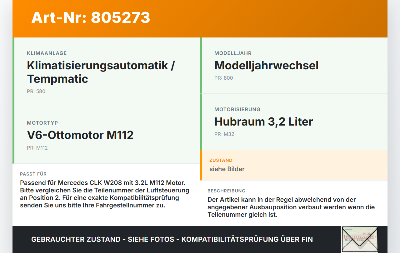 Mercedes CLK 320 A208 Luftklappenregler Luftgeregelt Pos.2 Mercedes CLK 320 A208 12.03.1999 gebraucht Vorschau 3