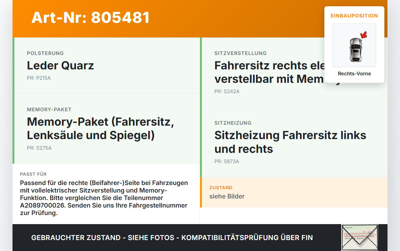 Mercedes CLK 320 A208 Stellmotor für Elektrische Sitzlehne Rechts Vorne Mercedes CLK 320 A208 12.03.1999 2089700026... Vorschau 3