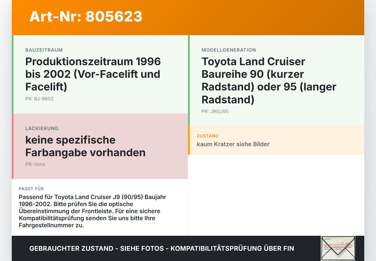 Toyota Land Cruiser 90 J9 96-02 Frontblende Frontleiste Toyota Land Cruiser 90 J9 96-02 01.02.2000 gebraucht Vorschau 3