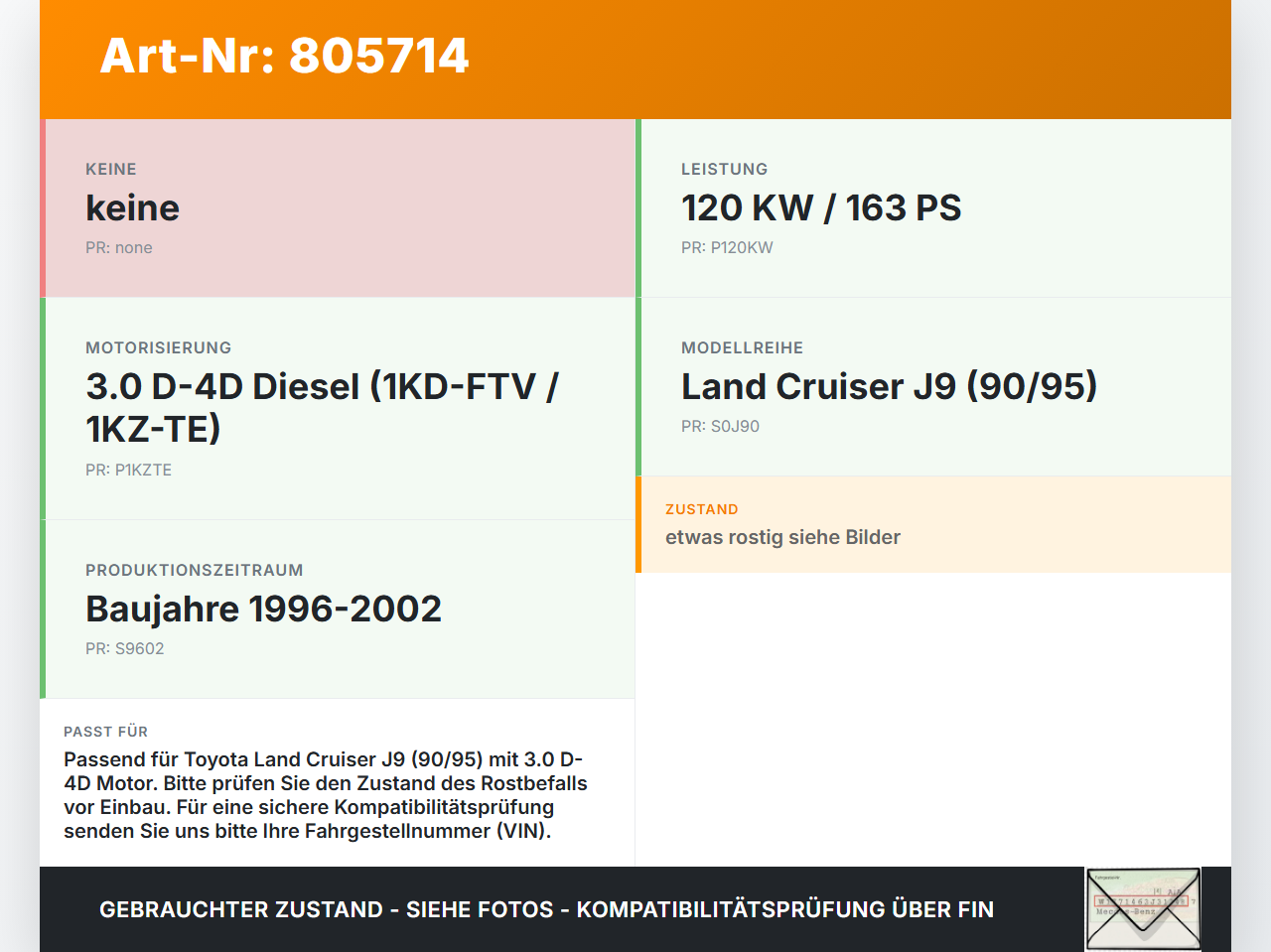 Toyota Land Cruiser 90 J9 96-02 D-4D 3,0 120KW Einfüllstutzen Toyota Land Cruiser 90 J9 96-02 01.02.2000 gebraucht Vorschau 3