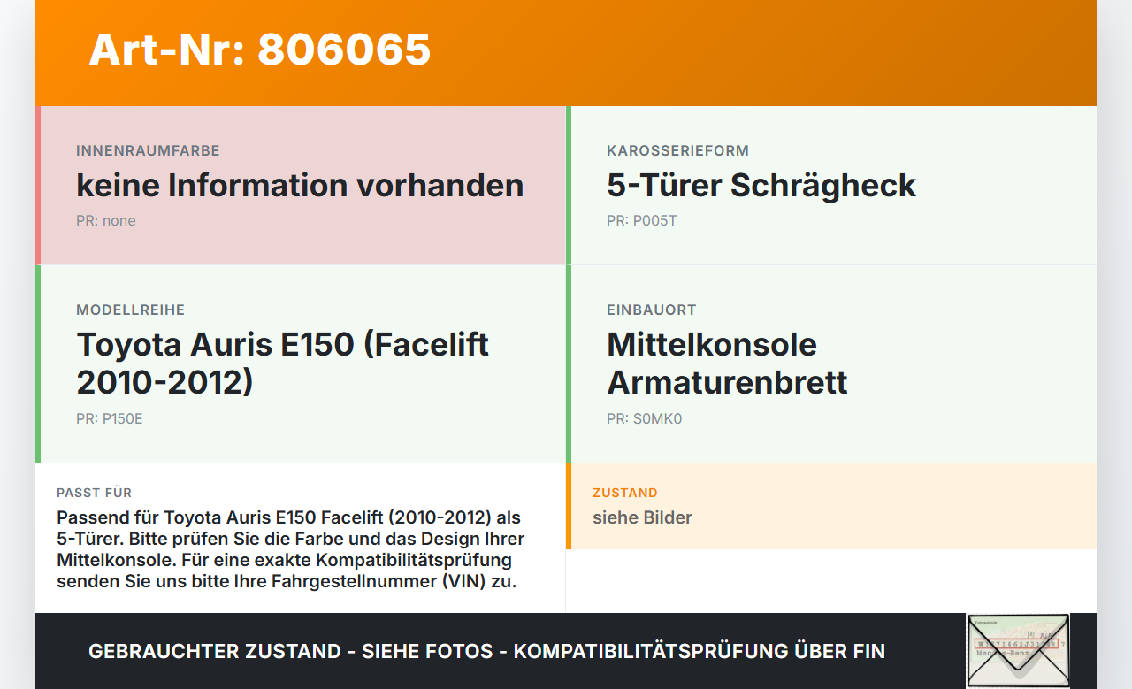 Toyota Auris ZW E150 10-12 5T Blende Innen Einbaurahmen für Mittelkonsole Toyota Auris ZW E150 10-12 14.04.2011... Vorschau 3