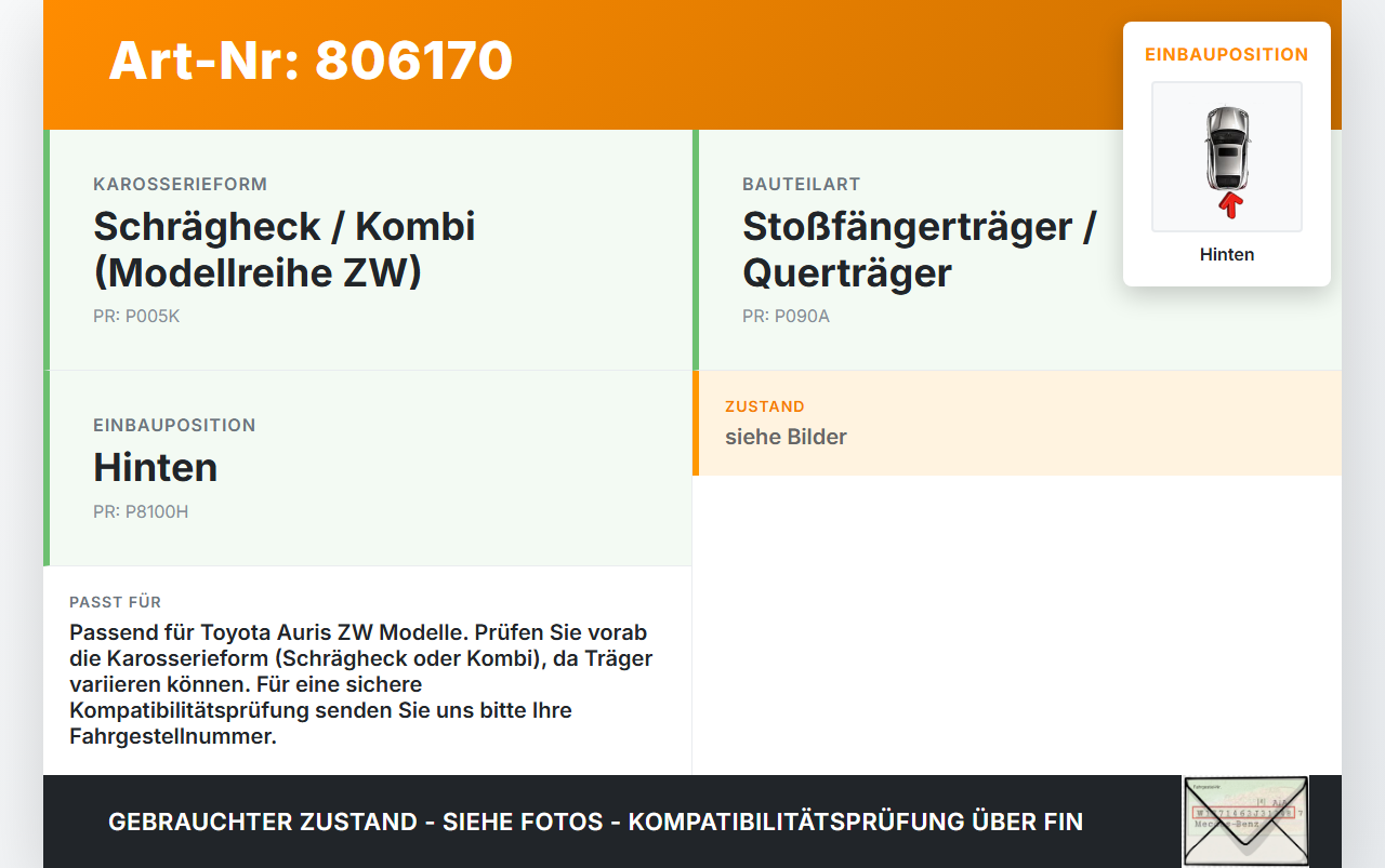 Toyota Auris ZW E150 10-12 Stoßstangenträger Stoßfängerträger Träger Querträger Hinten Toyota Auris ZW E150 10-12... Vorschau 3