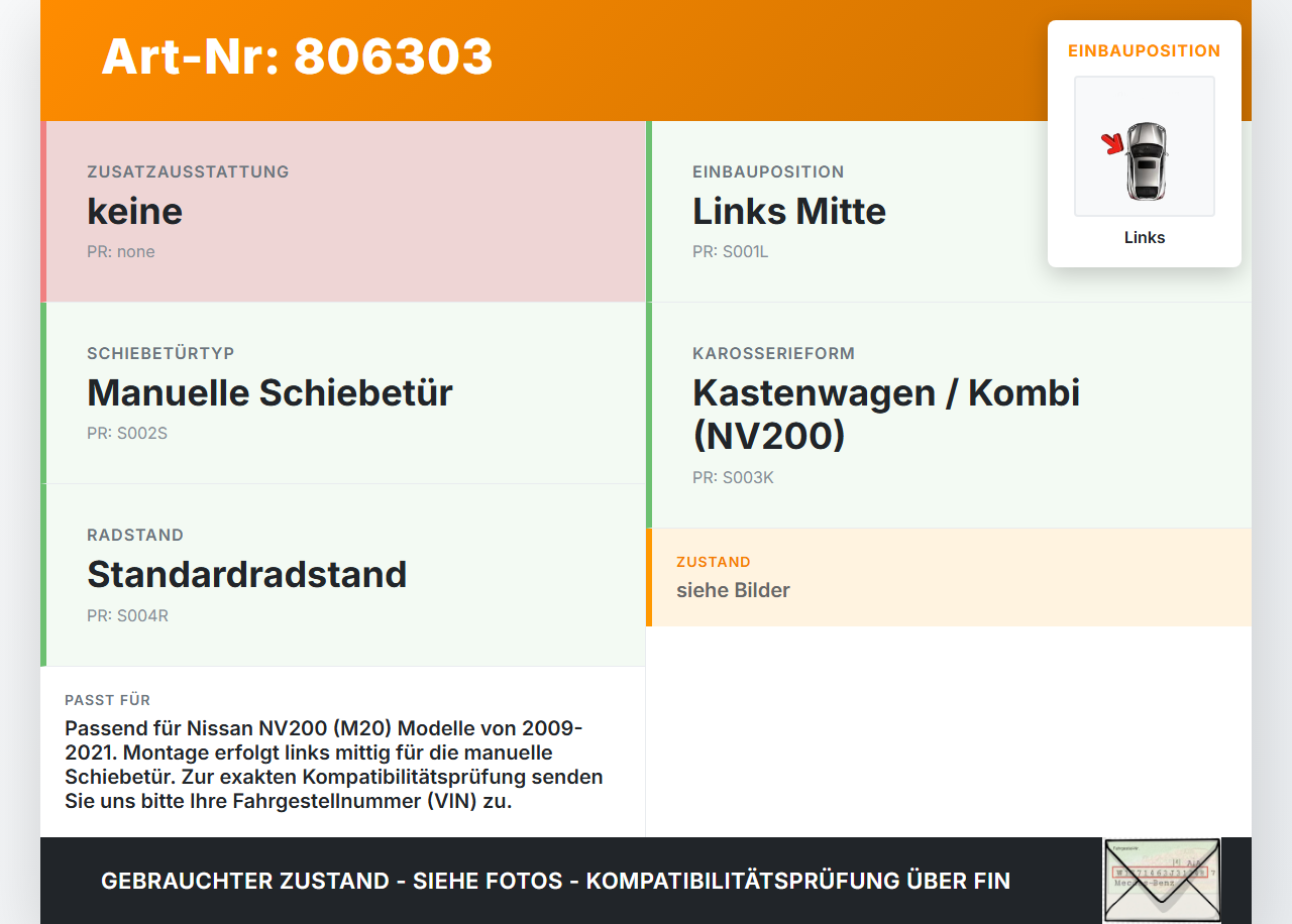 Nissan NV200 N20M 09-21 Laufschiene Führungsschiene für Schiebetür Links Mitte Nissan NV200 N20M 09-21 23.03.2012... Vorschau 3