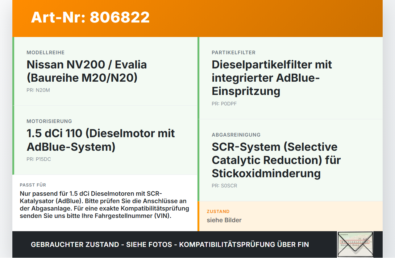 Nissan NV200 N20M 09-21 dCi 110 1,5 78KW Düse Zusatzdüse für Adblue Partikelfilter Nissan NV200 N20M 09-21... Vorschau 3