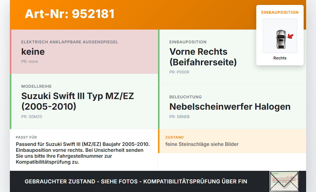 Suzuki Swift III MZ 05-10 Nebelscheinwerfer Rechts orig. Suzuki Swift III MZ 05-10 28.11.2006 gebraucht Vorschau 3