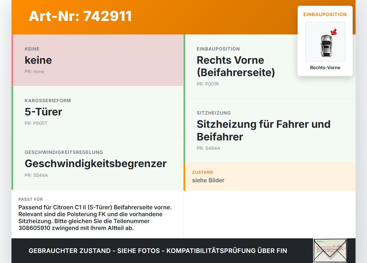 Citroen C1 II 14-18 5T Gurtschloss Rechts Vorne Citroen C1 II 14-18 17.04.2015 308605910 gebraucht Vorschau 3