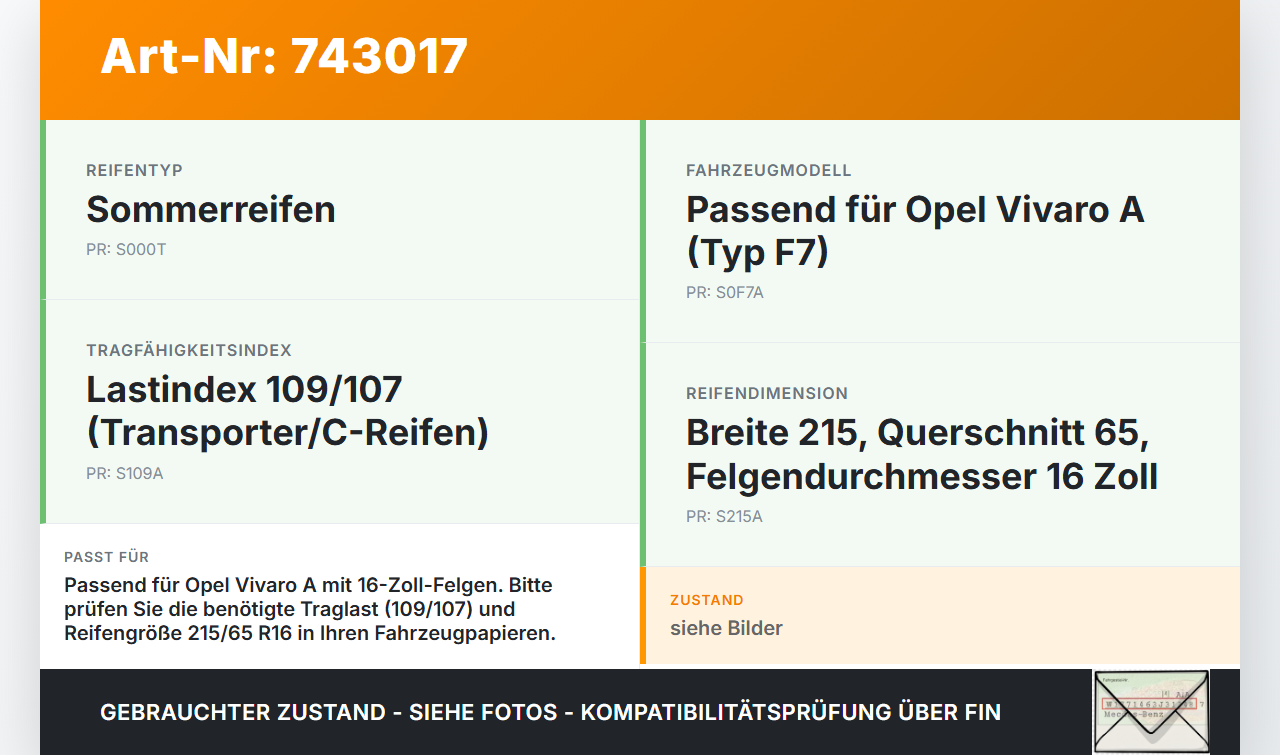 Opel Vivaro A F7 Trafic II 06-14 1x Reifen Sommerreifen Unitoyal 215/65R16 109107TC 9.5mm Opel Vivaro A F7 Trafic... Vorschau 3
