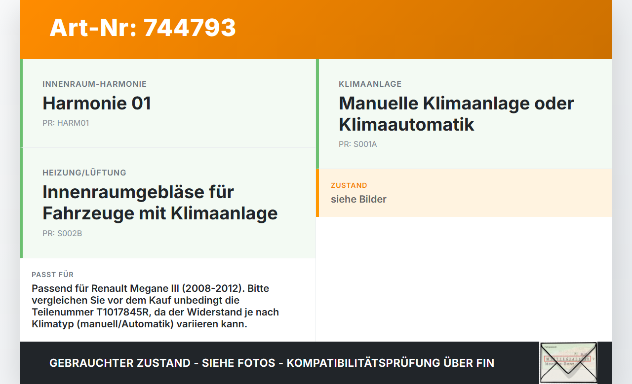 Renault Megane III 08-12 Widerstand Gebläse Lüfter Renault Megane III 08-12 01.07.2011 T1017845R 145R15L66 gebraucht Vorschau 3