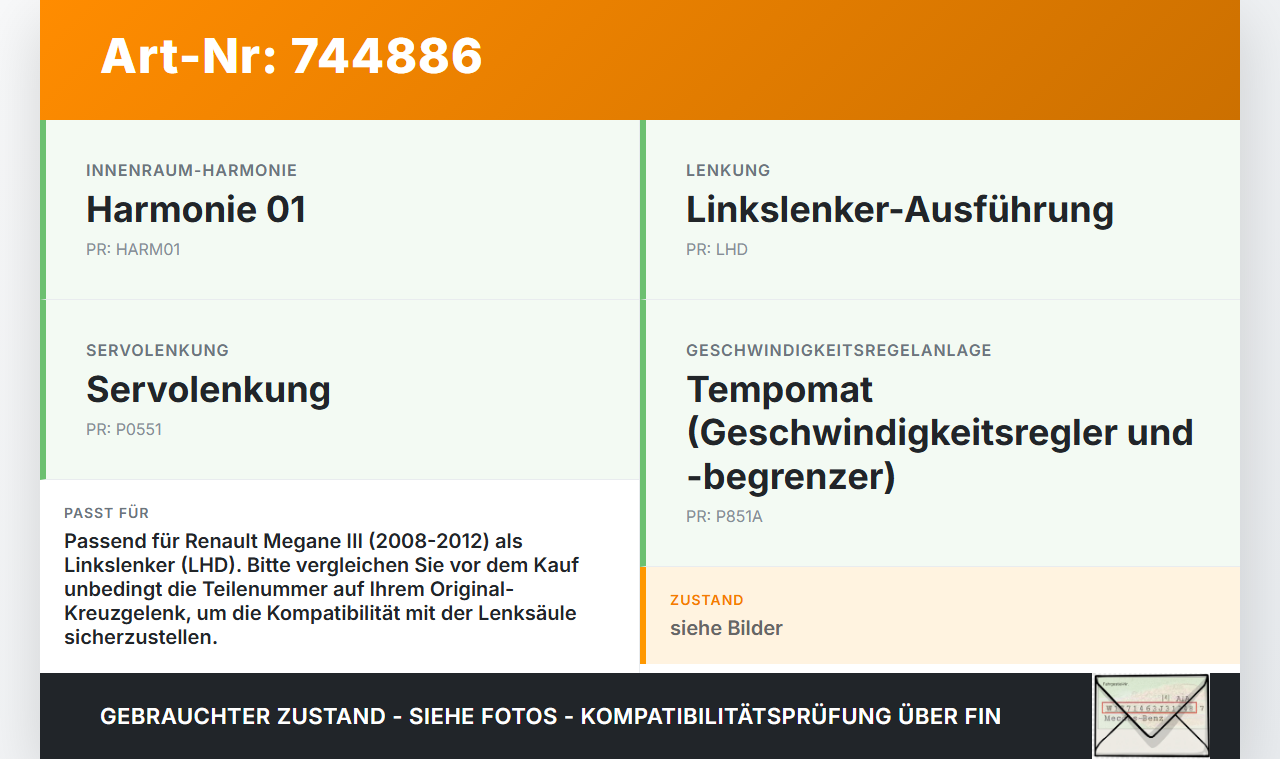 Renault Megane III 08-12 Lenkungsteil Kreuzgelenk Renault Megane III 08-12 01.07.2011 gebraucht Vorschau 3