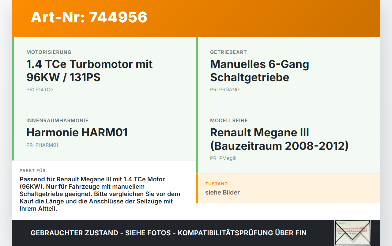Renault Megane III 08-12 TCe 1,4 96KW Schaltzug Schaltseilzug Schaltseil Renault Megane III 08-12 01.07.2011... Vorschau 3