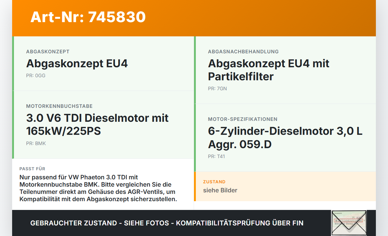 VW Phaeton 3D 01-07 TDI 3,0 176KW BMK Abgasrückführventil EGR AGR Ventil VW Phaeton 3D 01-07 12.07.2006 gebraucht Vorschau 3