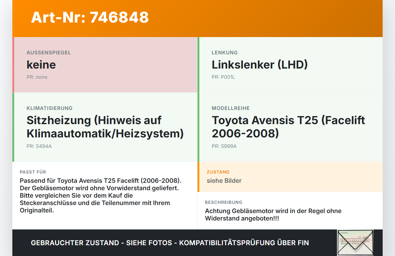 Toyota Avensis T25 06-08 Gebläsemotor Lüftermotor Heizungsgebläse Toyota Avensis T25 06-08 01.12.2006 gebraucht Vorschau 3
