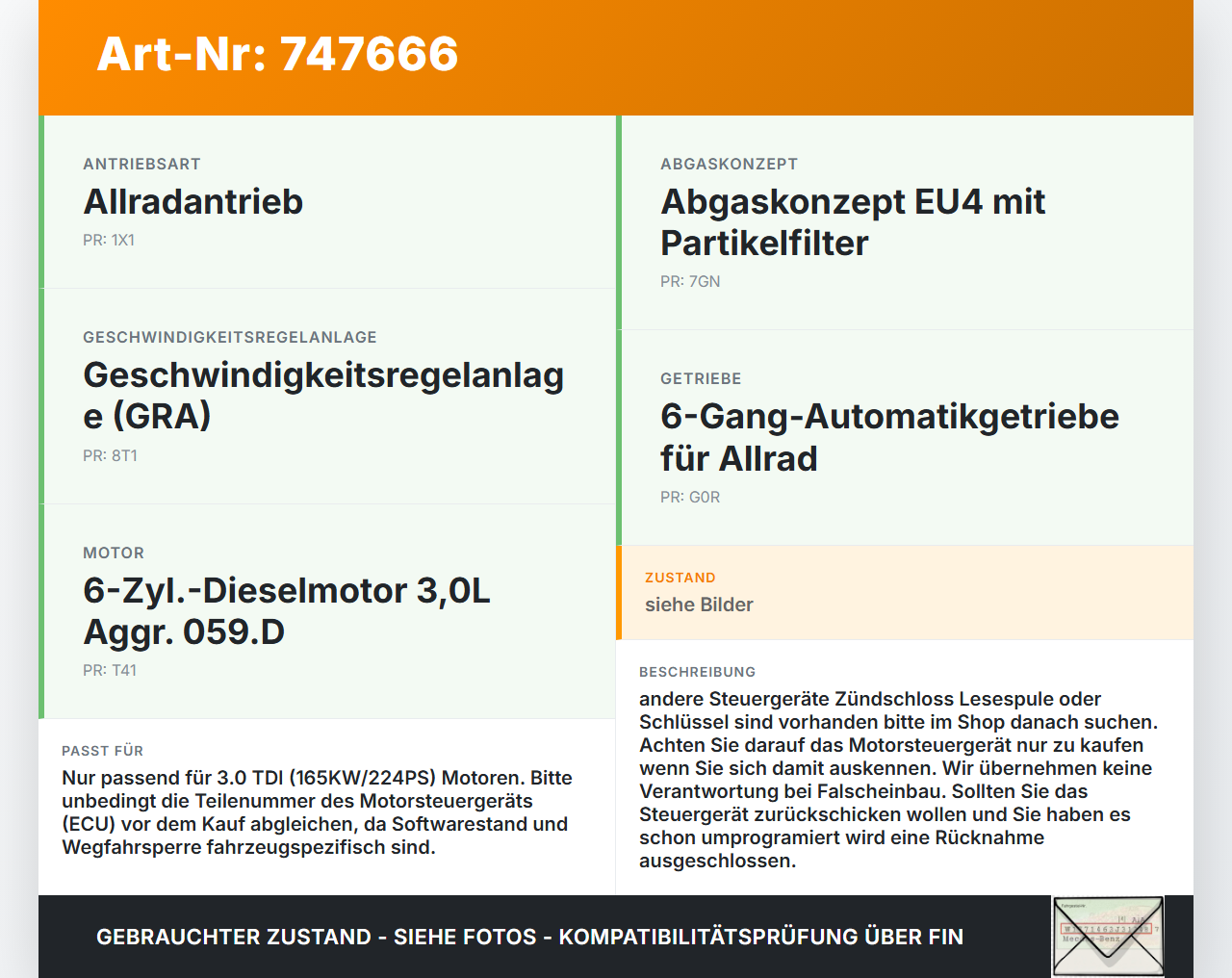 VW Phaeton 3D 01-07 TDI 3,0 165KW Steuergerät ECU für Motor Motorsteuergerät VW Phaeton 3D 01-07 28.09.2004... Vorschau 3