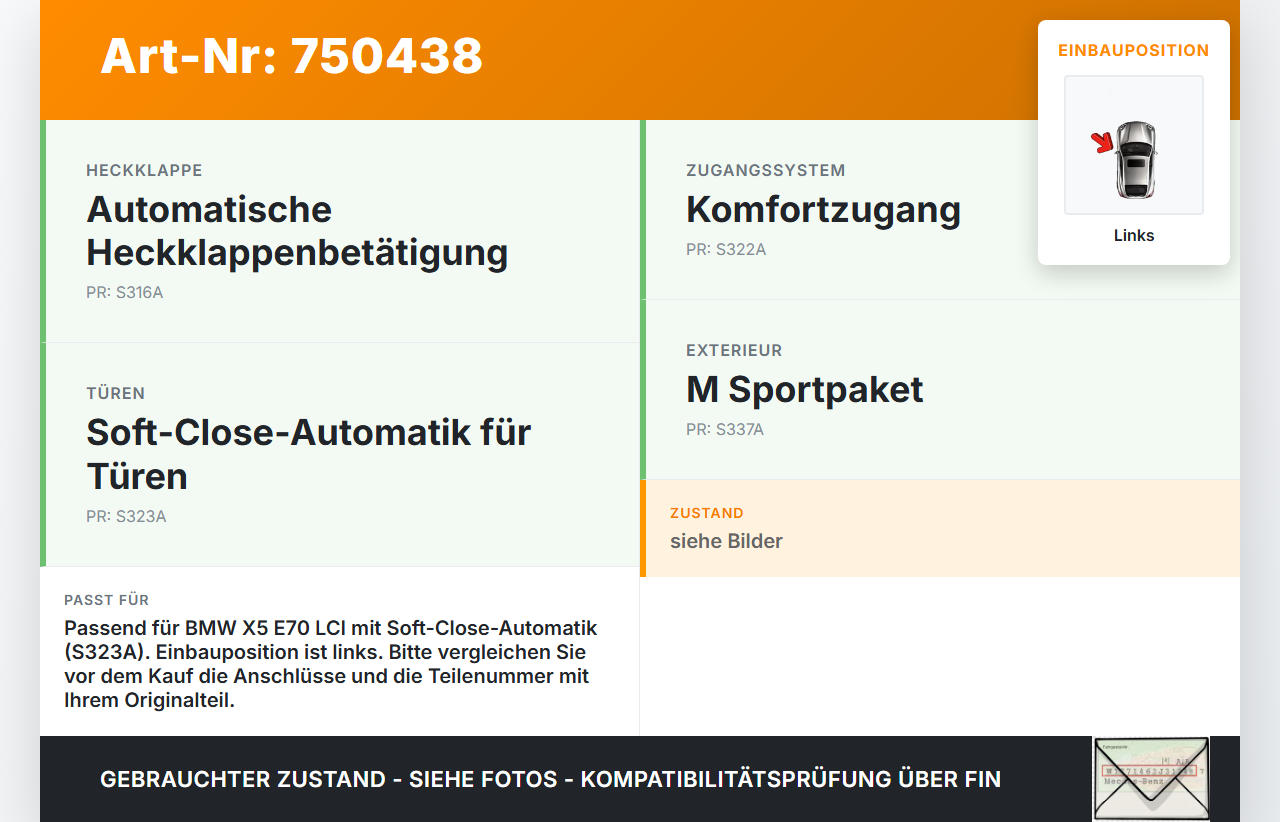 BMW X5 40d E70 10-13 Antrieb Zuziehhilfe Stellmotor für Heckklappe Links BMW X5 40d E70 10-13 10.10.2011 gebraucht Vorschau 3